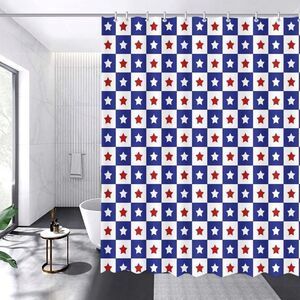 July 4th Shower Curtain President's Day Bathtub Curtain Blue And Red Ind…